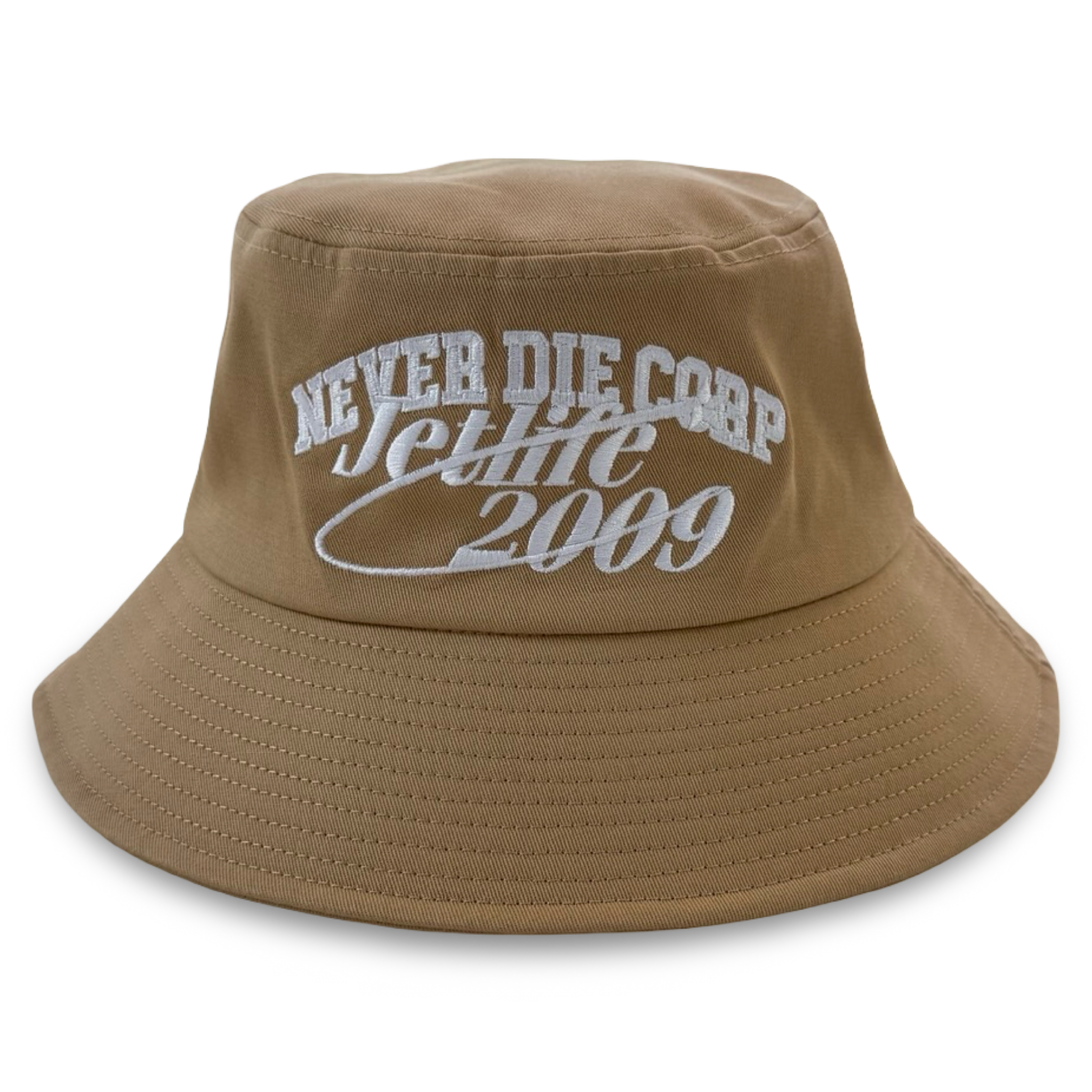 Never Die Corp Bucket Hat Khaki | Jet Life Apparel – JET LIFE APPAREL