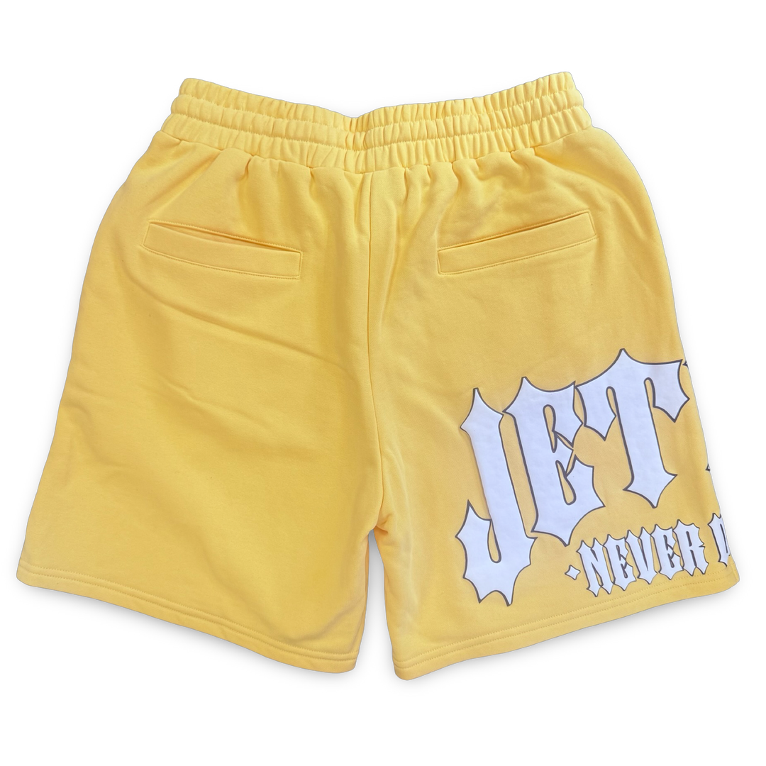 JET LIFE "EVL PUFF" FLEECE SHORTS [YELLOW]