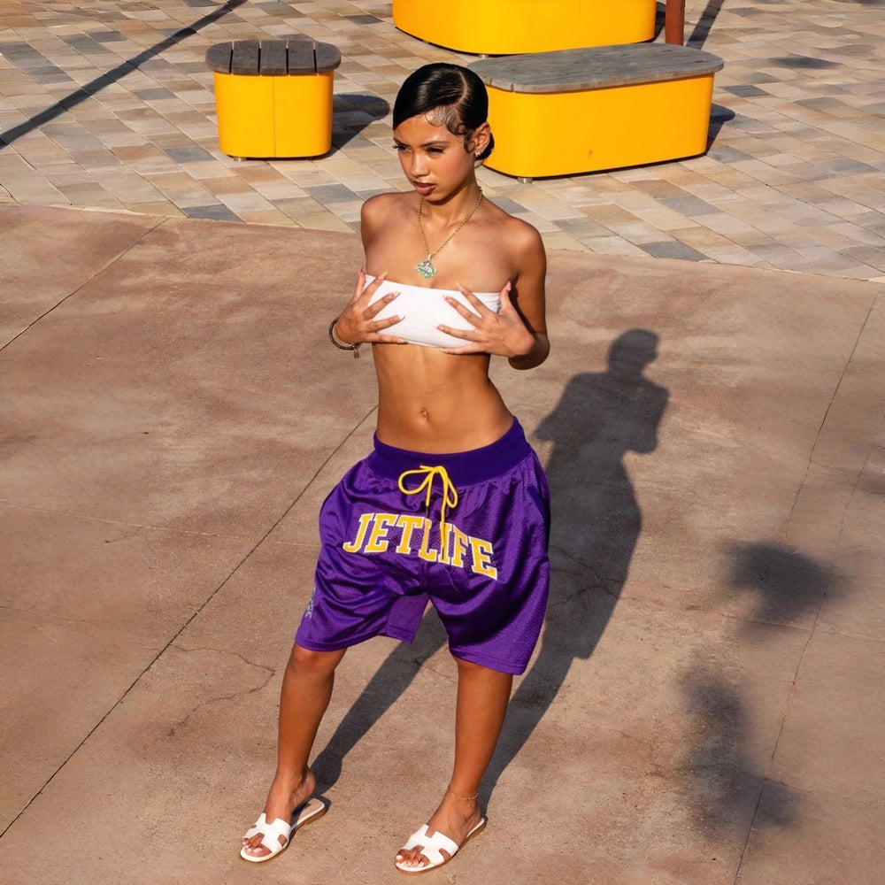 Jet Life "2nd ROUND" BASKETBALL SHORTS (PURPLE/GOLD)