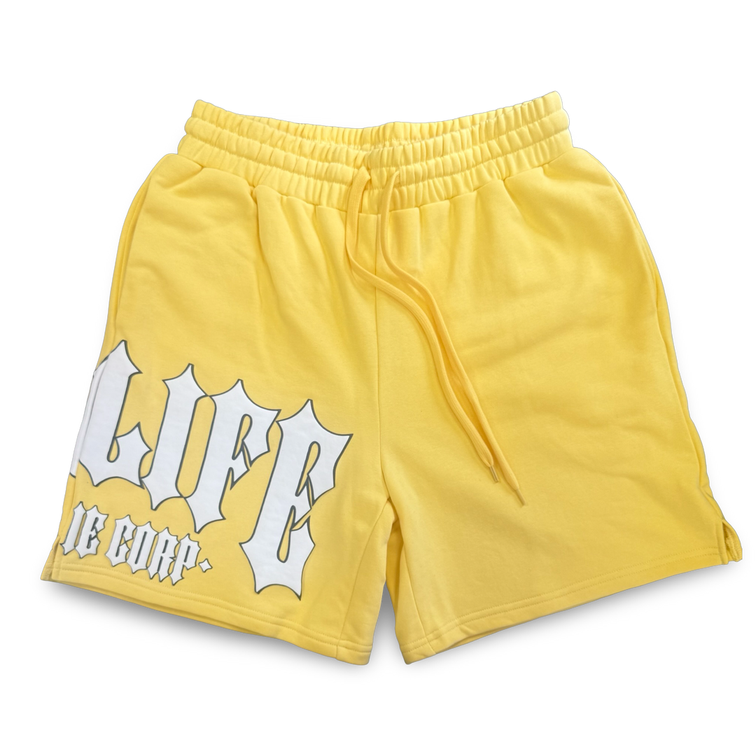 JET LIFE "EVL PUFF" FLEECE SHORTS [YELLOW]