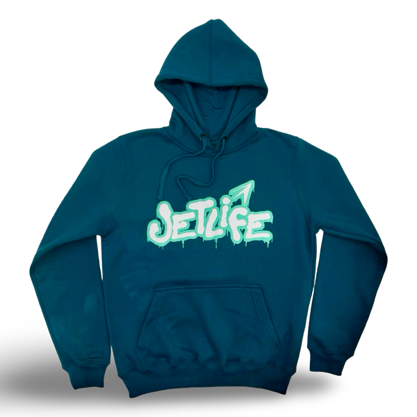 Jet Life "GRAFFITI" HOODIE [TEAL/GREEN]