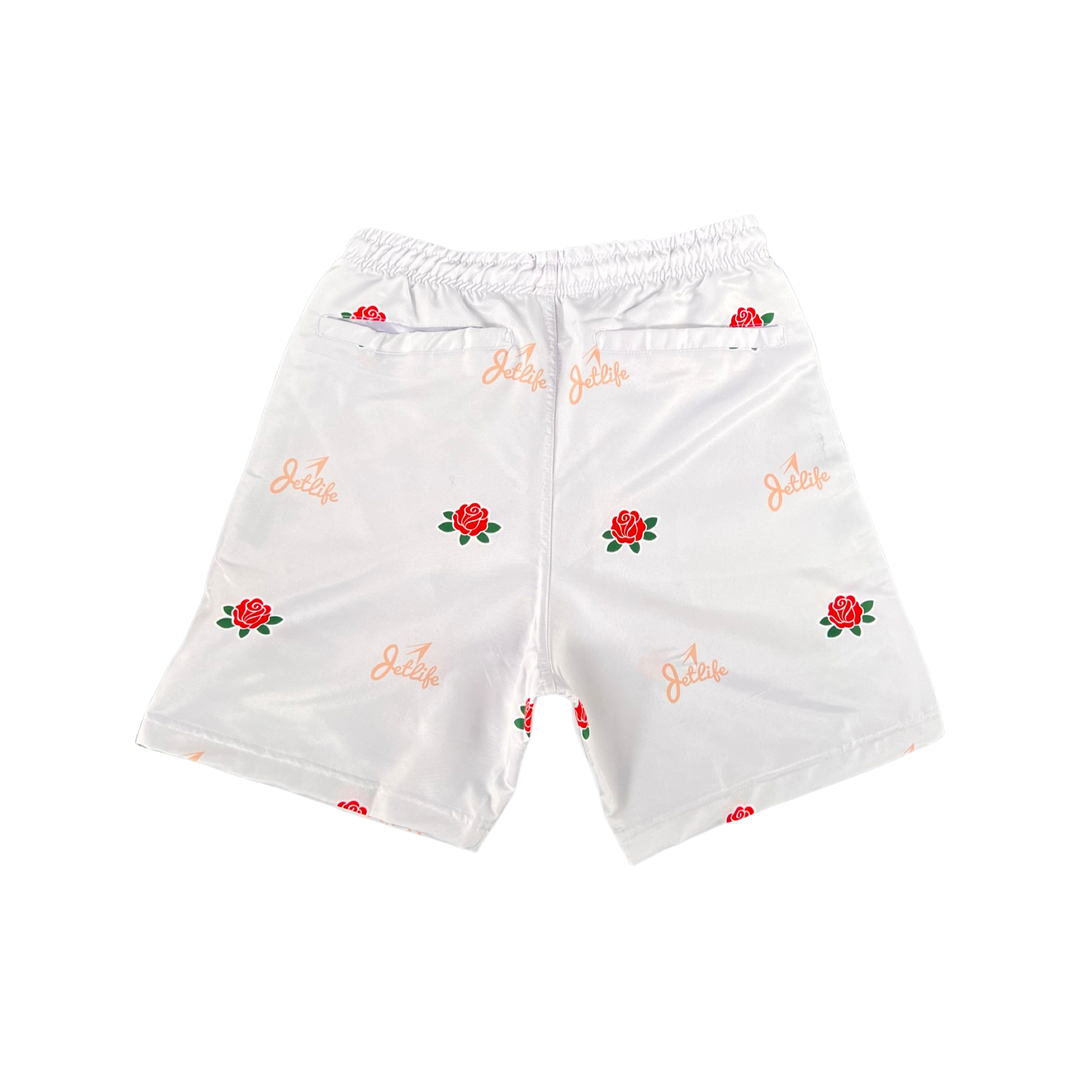 "House Of Flowers" Shorts (Metallic White)