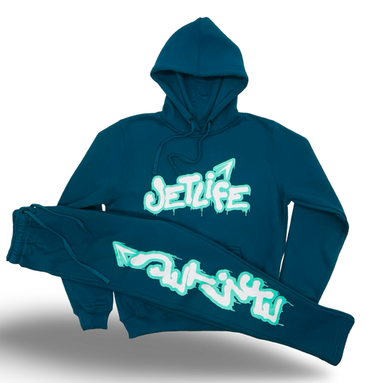 Jet Life "GRAFFITI" SWEATPANTS [TEAL/GREEN]