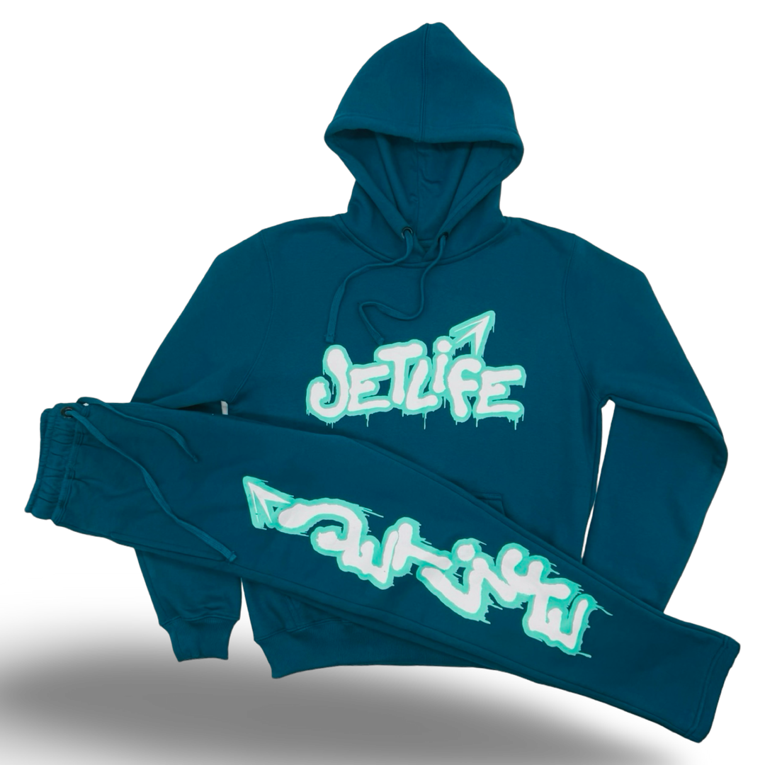 Jet Life "GRAFFITI" HOODIE [TEAL/GREEN]