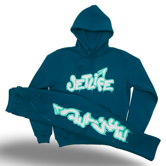 Jet Life "GRAFFITI" HOODIE [TEAL/GREEN]