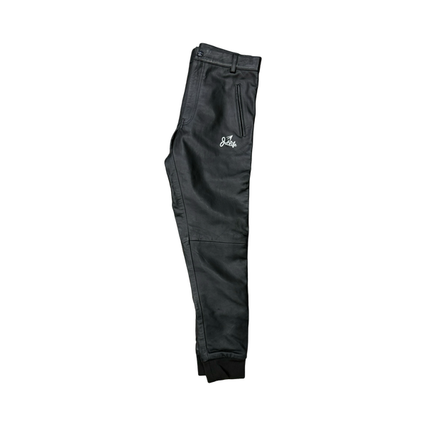 JET LIFE LEATHER TRACK PANT [BLACK]