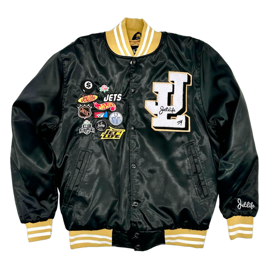 JET LIFE "LIFER" SATIN JACKET [BLACK]