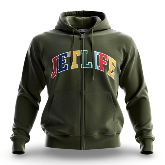 JET LIFE "WORLDS FRESHEST" ZIP UP HOODIE [PINE]
