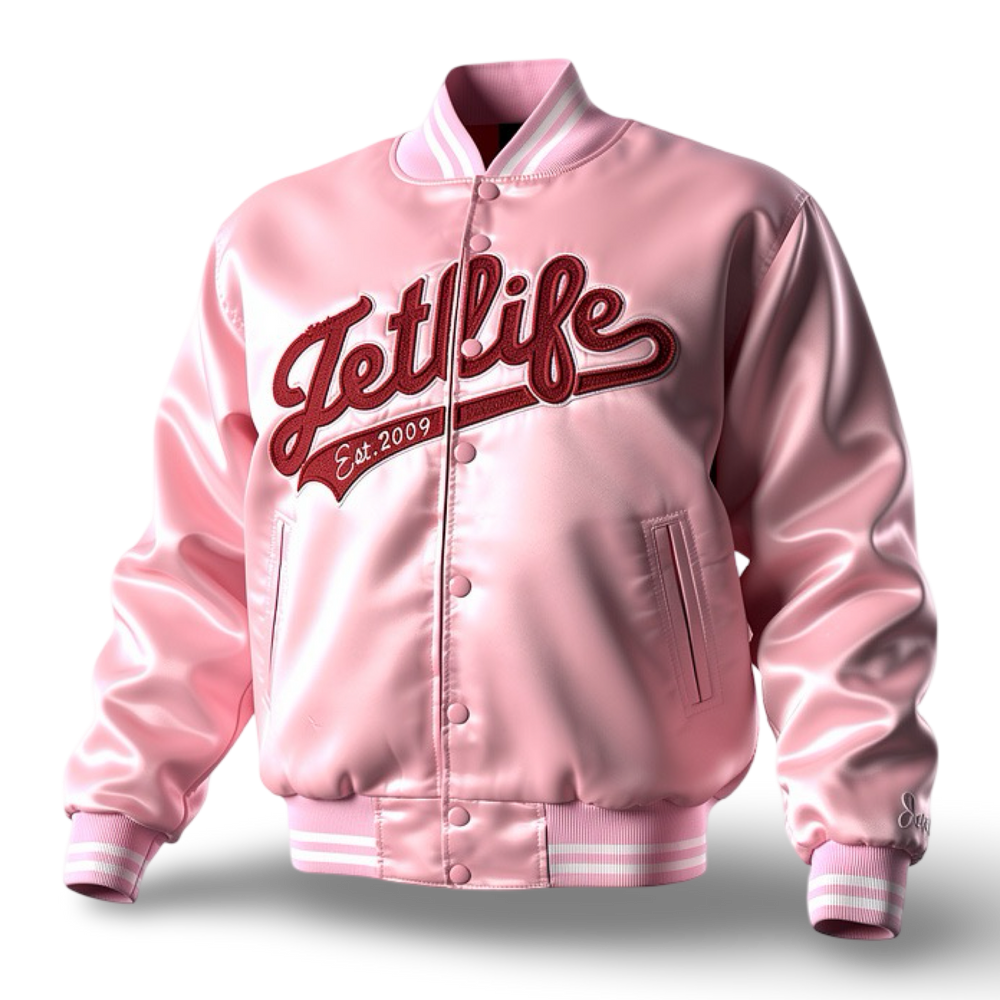 JET LIFE "TRUE LOVE" SATIN JACKET [PINK/RED]