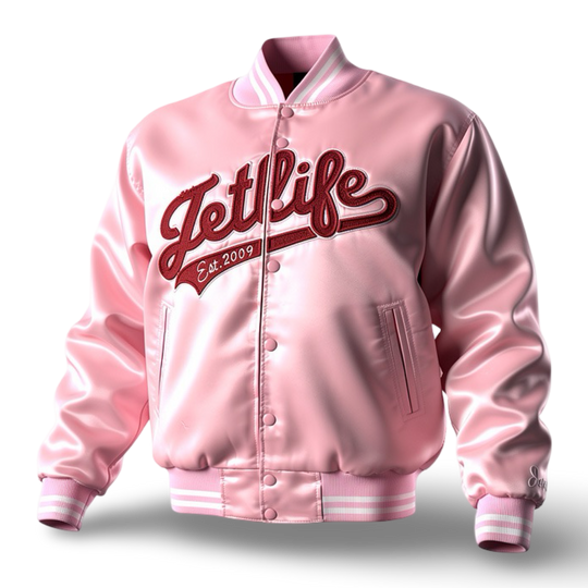 JET LIFE "TRUE LOVE" SATIN JACKET [PINK/RED]