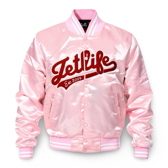 JET LIFE "TRUE LOVE" SATIN JACKET [PINK/RED]