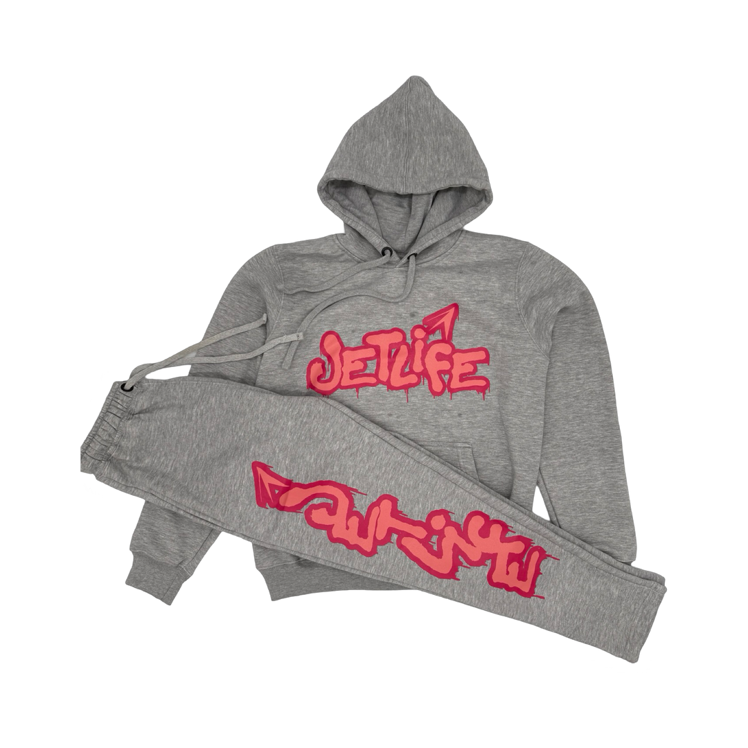 Jet Life "GRAFFITI" HOODIE [HEATHER/CORAL]