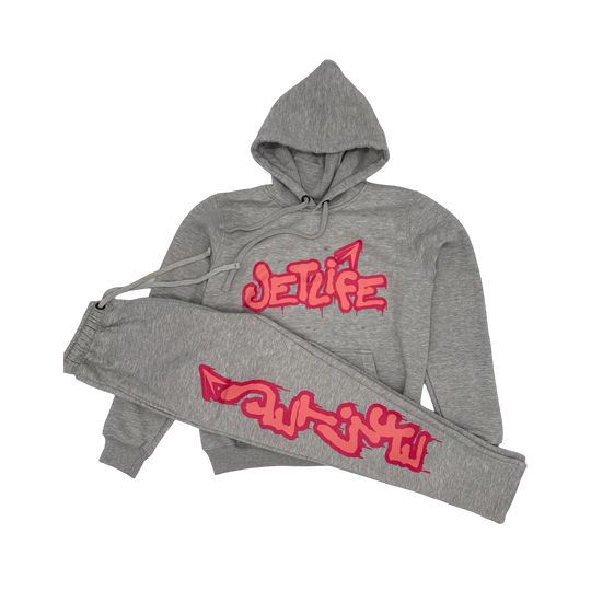 Jet Life "GRAFFITI" HOODIE [HEATHER/CORAL]