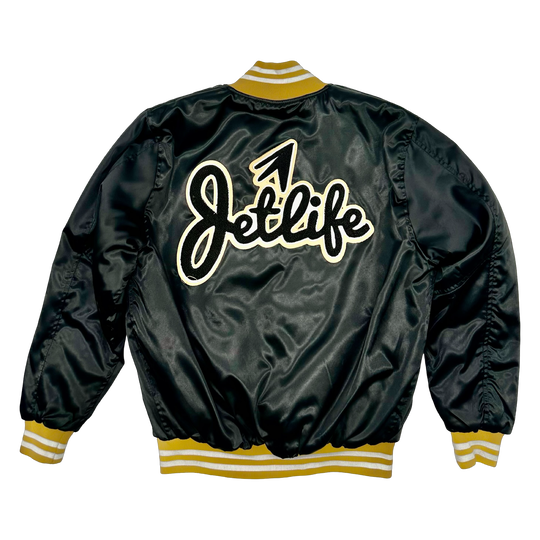 JET LIFE "LIFER" SATIN JACKET [BLACK]