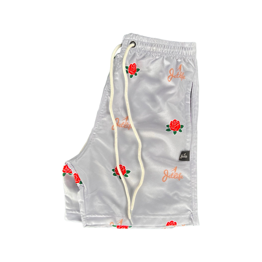 "House Of Flowers" Shorts (Metallic White)