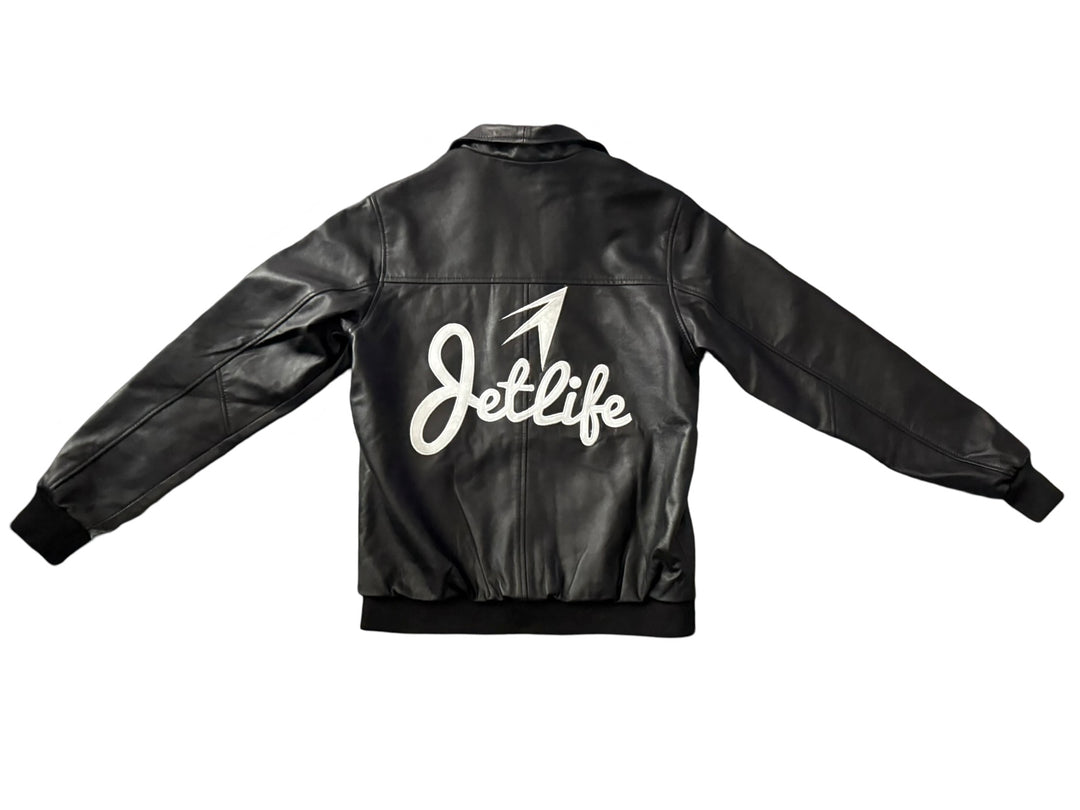 JET LIFE LEATHER TRACK  JACKET [BLACK]