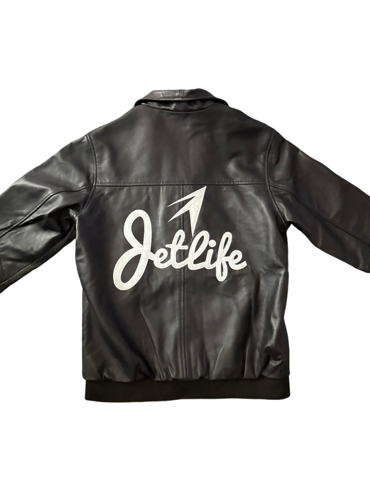 JET LIFE LEATHER TRACK  JACKET [BLACK]