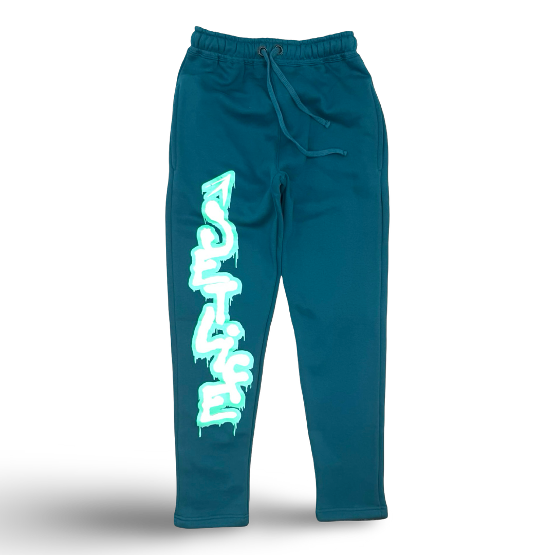 Jet Life "GRAFFITI" SWEATPANTS [TEAL/GREEN]