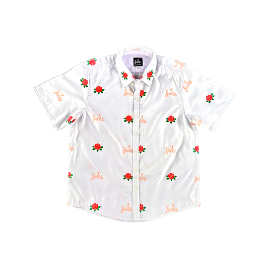 "House Of Flowers" Button Up (Metallic White)