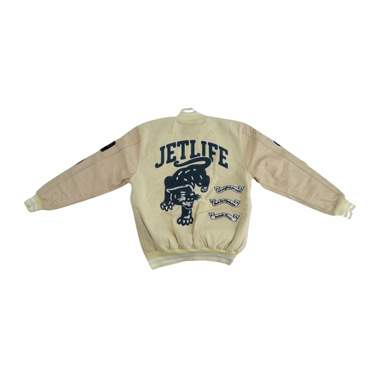 Jet Life Varsity Jacket "In-Season EDITION" [Bone/Cream]