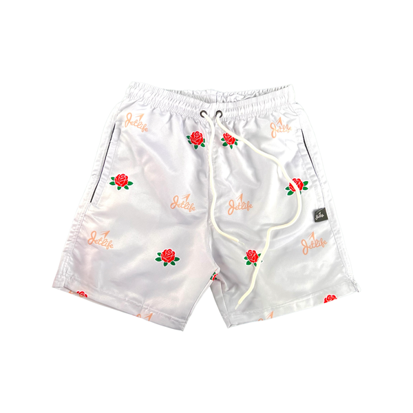 "House Of Flowers" Shorts (Metallic White)