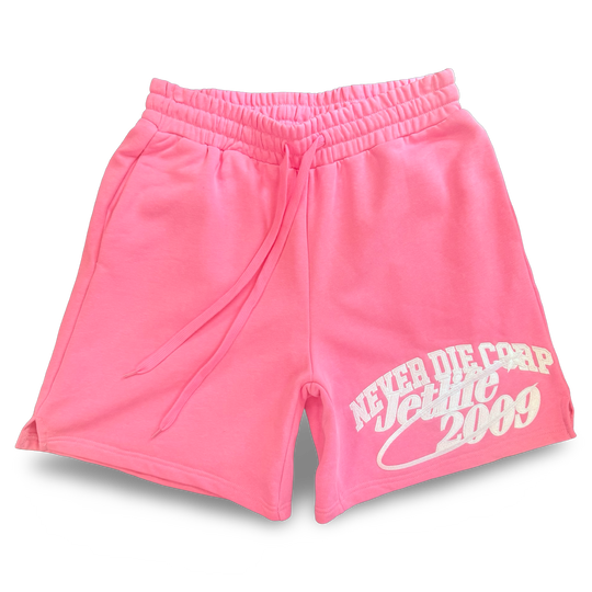 JET LIFE "NEVER DIE CORP" FLEECE SHORTS [PINK]