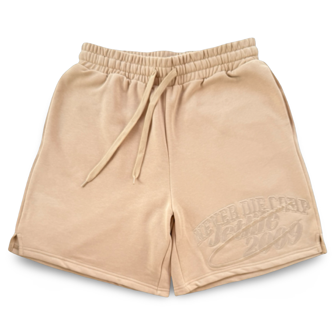 JET LIFE "NEVER DIE CORP" FLEECE SHORTS [SAND]