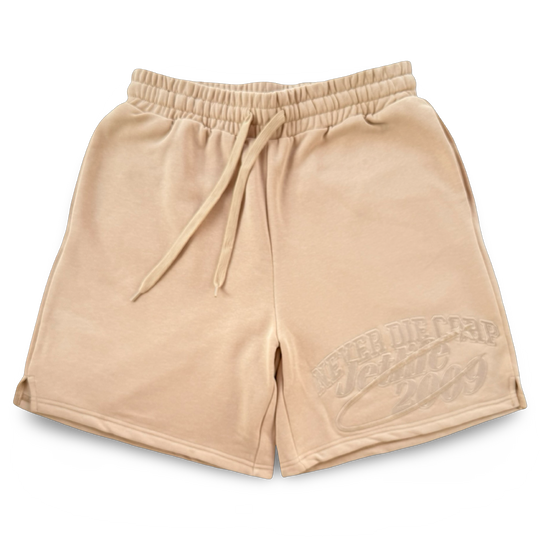 JET LIFE "NEVER DIE CORP" FLEECE SHORTS [SAND]