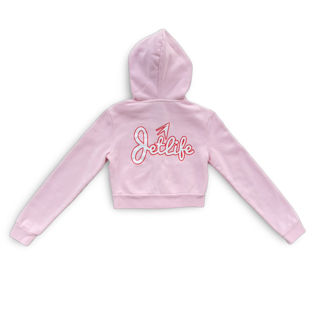 Jet Life “Pretty In Pink” Crop Top Zip Hoodie