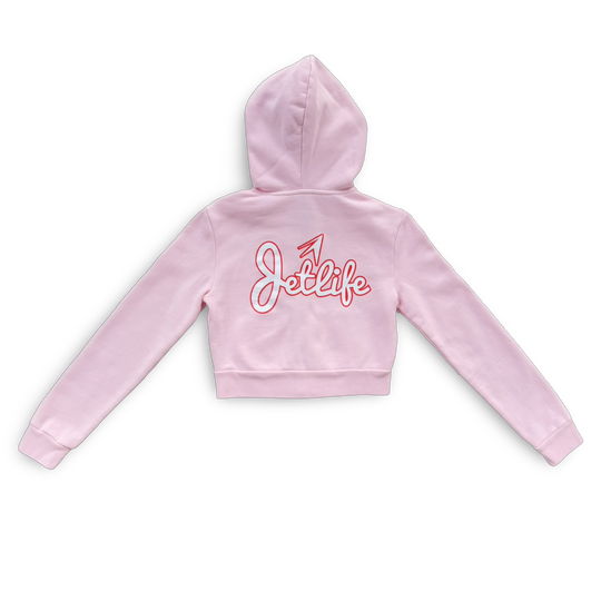 Jet Life “Pretty In Pink” Crop Top Zip Hoodie