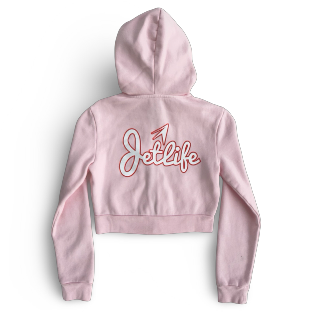 Jet Life “Pretty In Pink” Crop Top Zip Hoodie