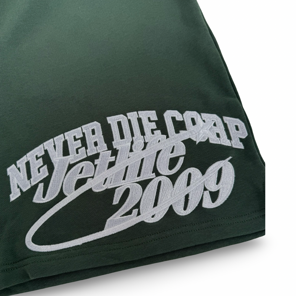 JET LIFE "NEVER DIE CORP" FLEESE SHORTS [FOREST]