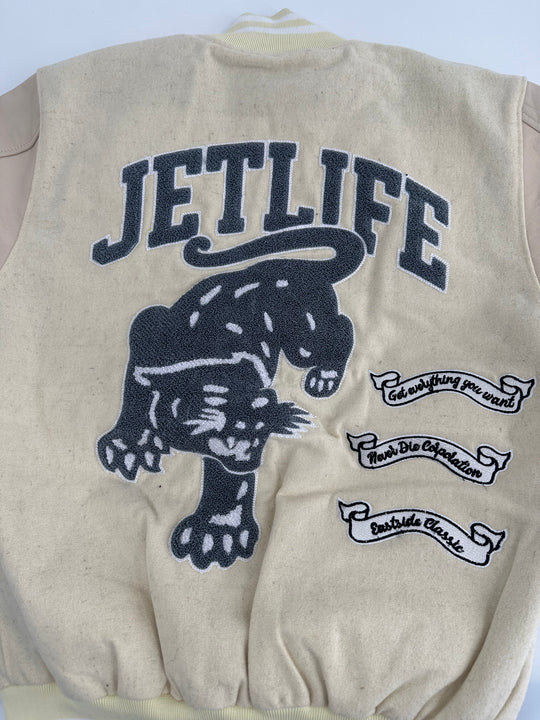 Jet Life Varsity Jacket "In-Season EDITION" [Bone/Cream]