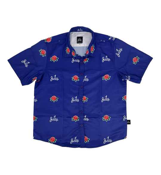 "House Of Flowers" Button Up (Cobalt)