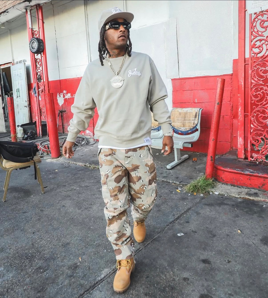 JET LIFE "PRIMARY STUNTERS" CREWNECK [DESERT SAND]