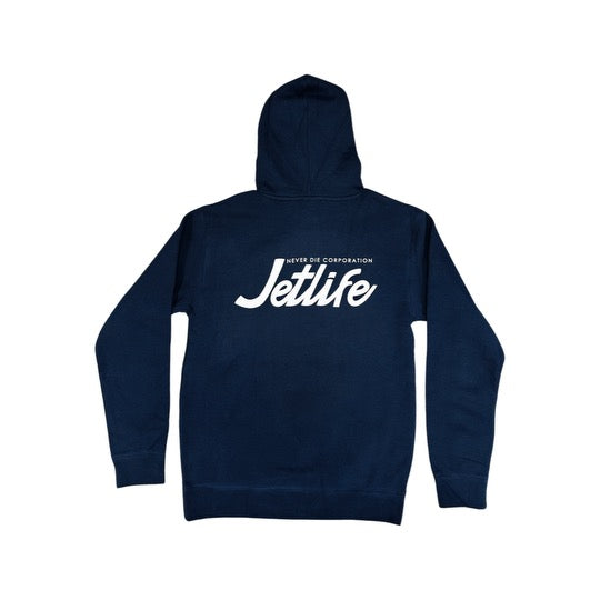 JET LIFE "SCRIPT" HOODIE [NAVY]