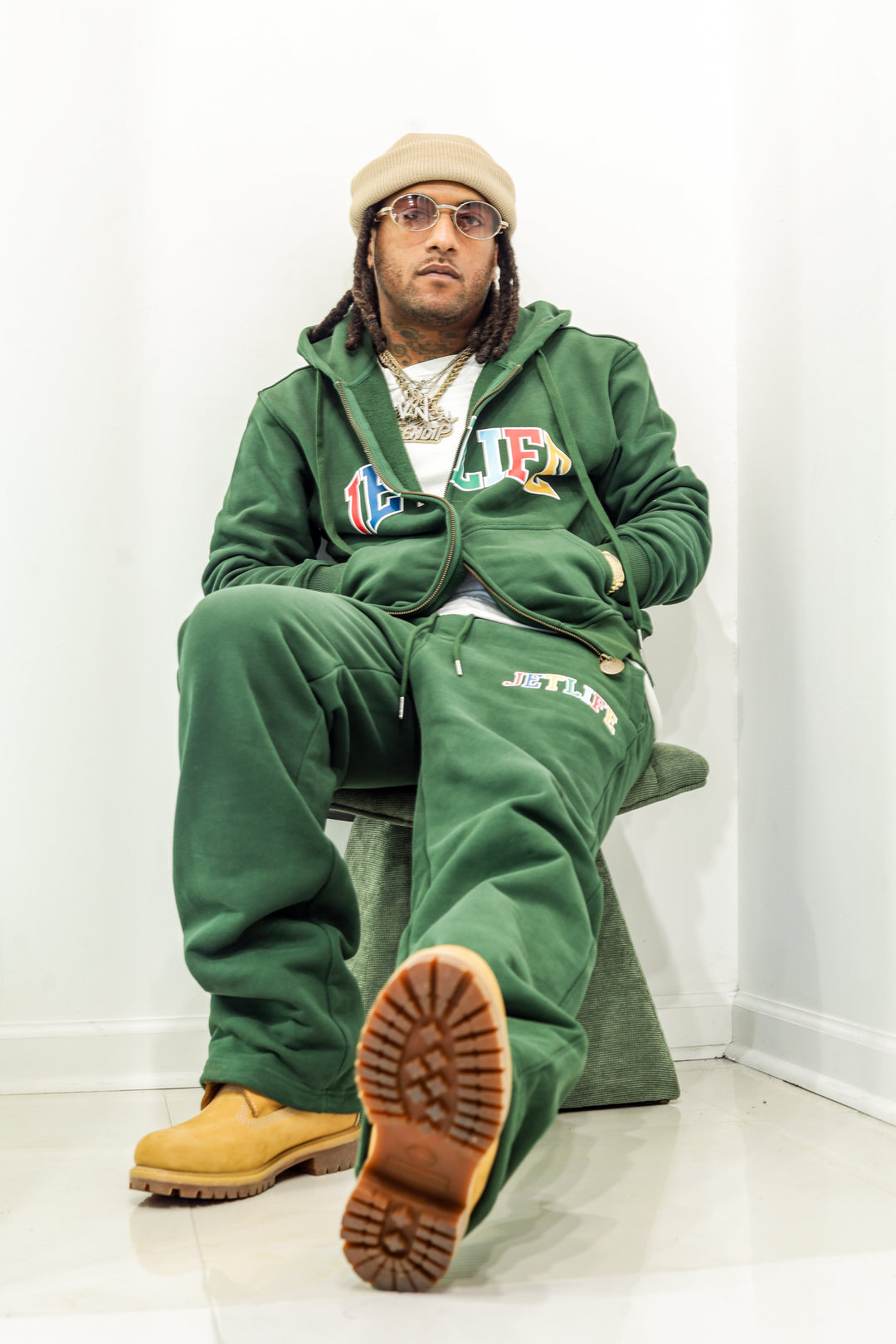 JET LIFE "WORLDS FRESHEST" ZIP UP HOODIE [PINE]