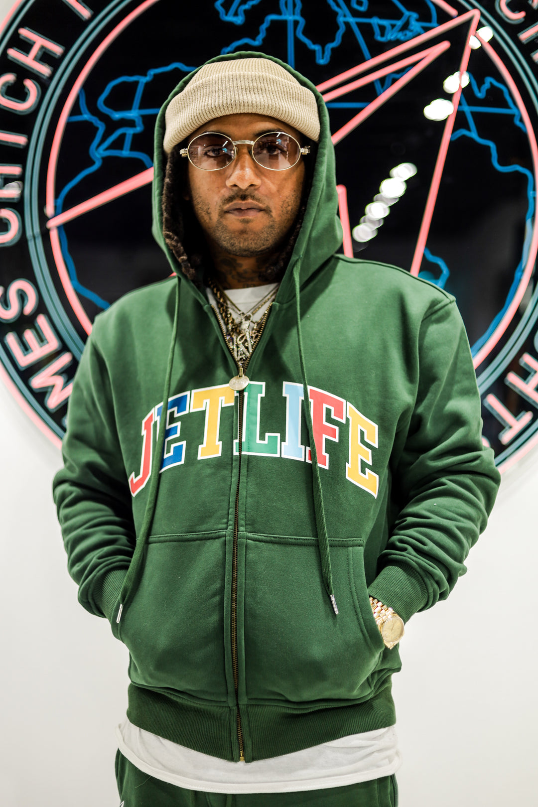 JET LIFE "WORLDS FRESHEST" ZIP UP HOODIE [PINE]