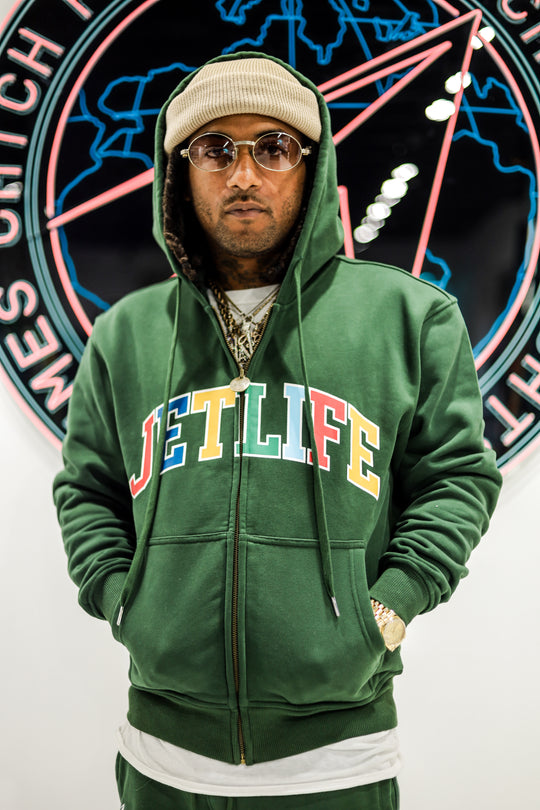 JET LIFE "WORLDS FRESHEST" ZIP UP HOODIE [PINE]