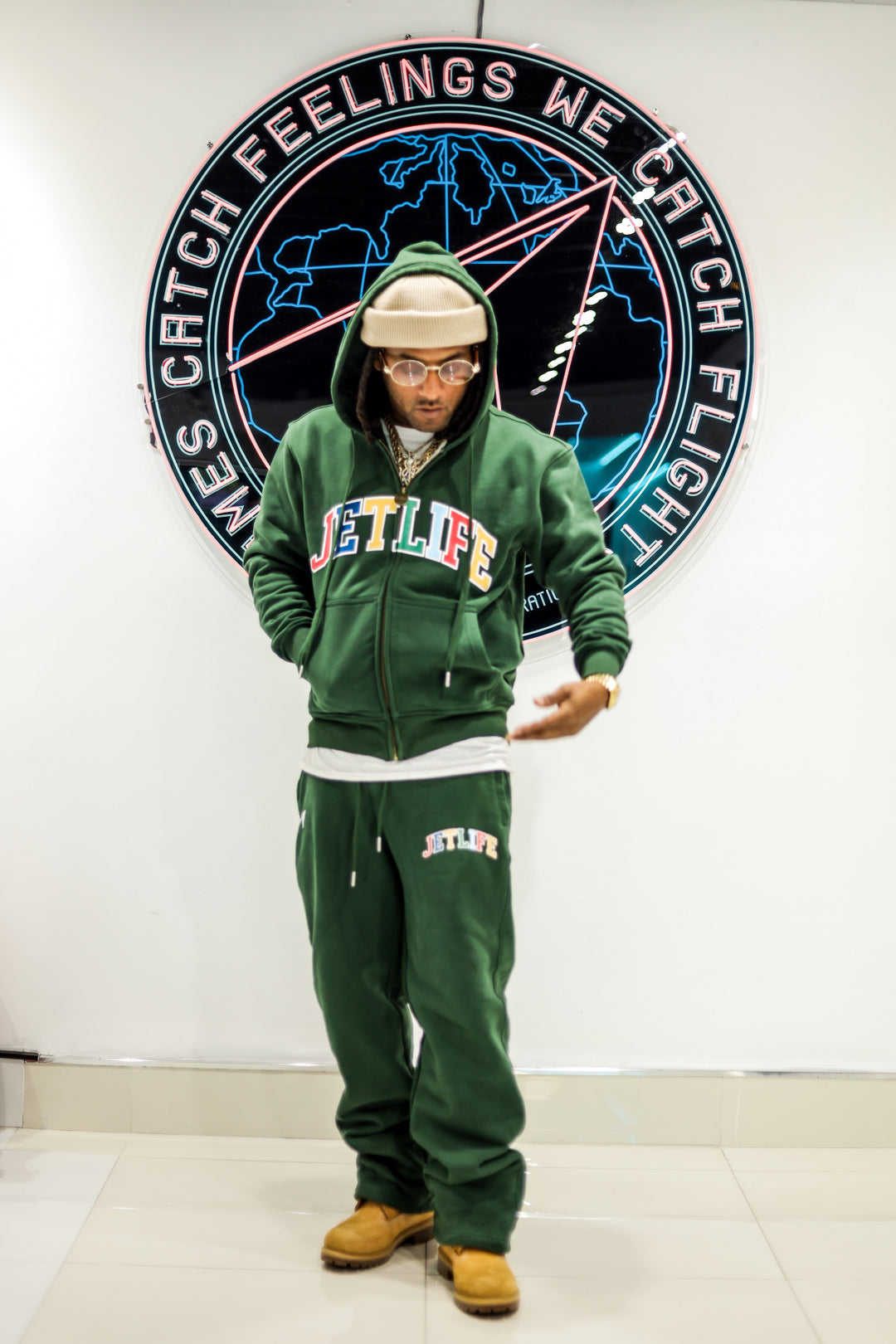 JET LIFE "WORLDS FRESHEST" ZIP UP HOODIE [PINE]