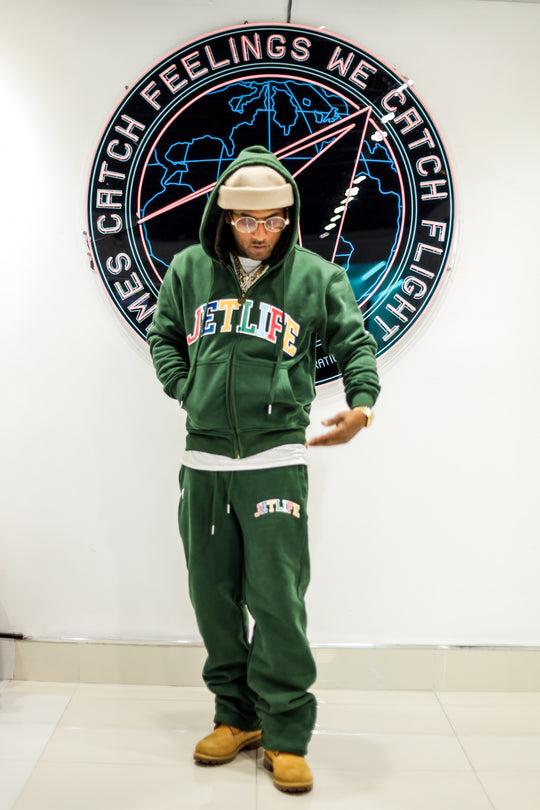 JET LIFE "WORLDS FRESHEST" ZIP UP HOODIE [PINE]