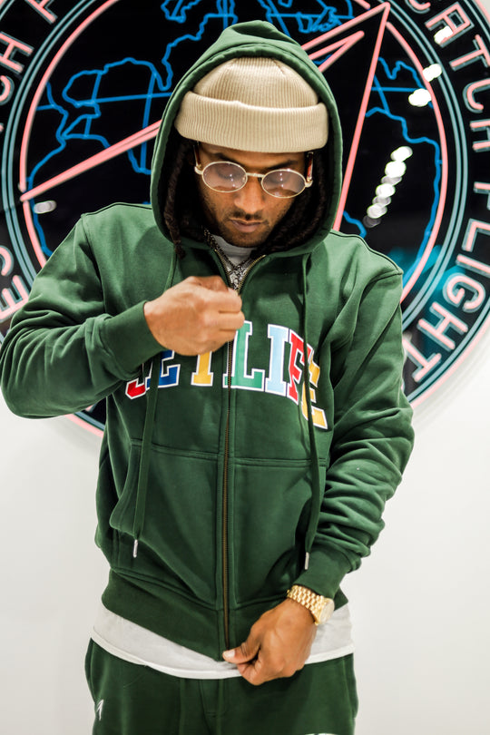 JET LIFE "WORLDS FRESHEST" ZIP UP HOODIE [PINE]