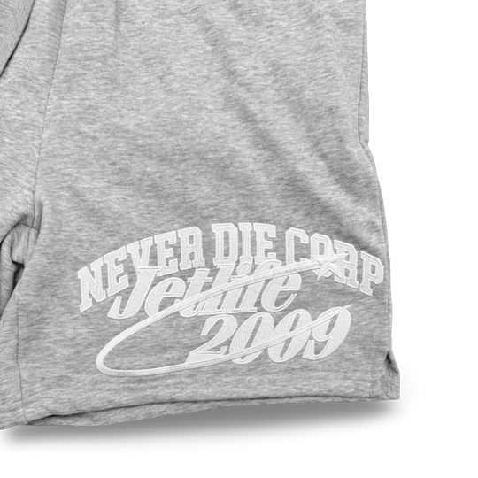 JET LIFE "NEVER DIE CORP" FLEECE SHORTS [HEATHER]