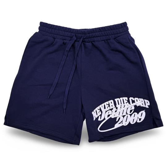 JET LIFE "NEVER DIE CORP" FLEECE SHORTS [NAVY]