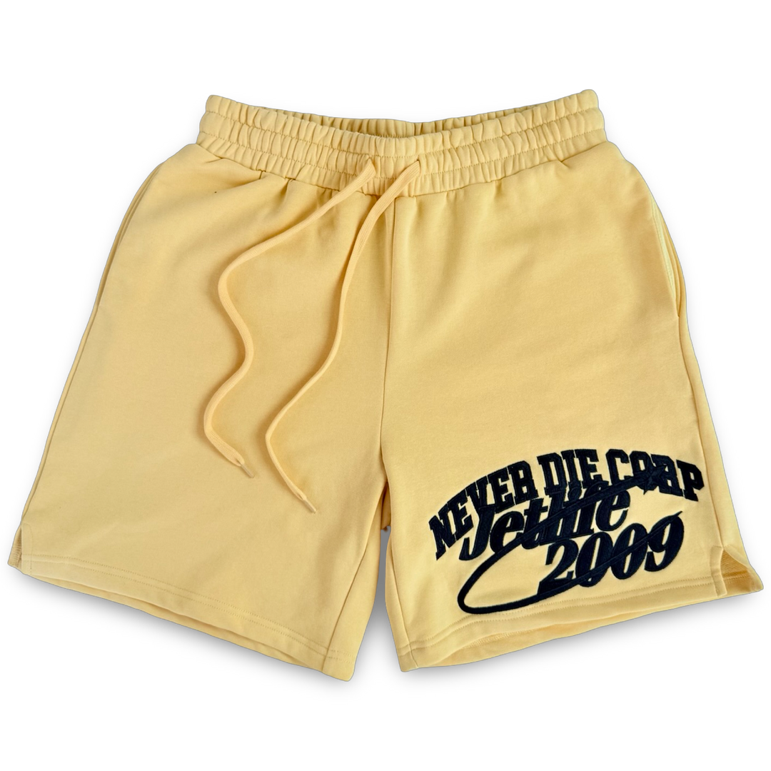 JET LIFE "NEVER DIE CORP" FLEESE SHORTS [BUTTER]