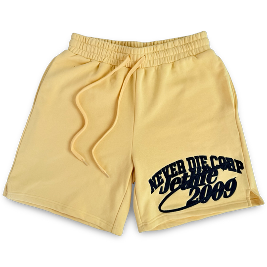 JET LIFE "NEVER DIE CORP" FLEESE SHORTS [BUTTER]