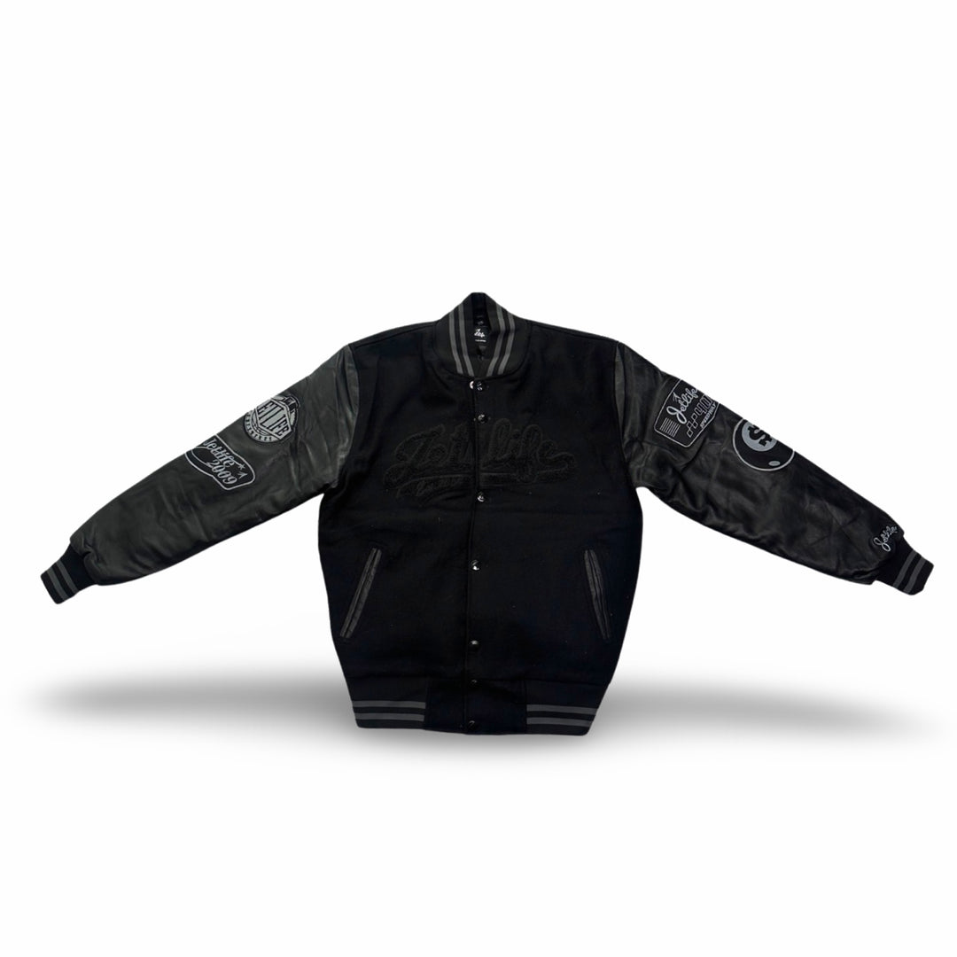 Jet Life Varsity Jacket "NIGHT RIDER EDITION" [BLACK/BLACK]