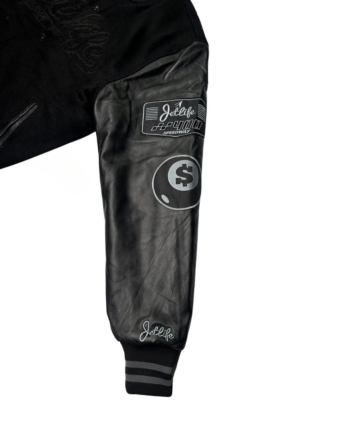 Jet Life Varsity Jacket "NIGHT RIDER EDITION" [BLACK/BLACK]