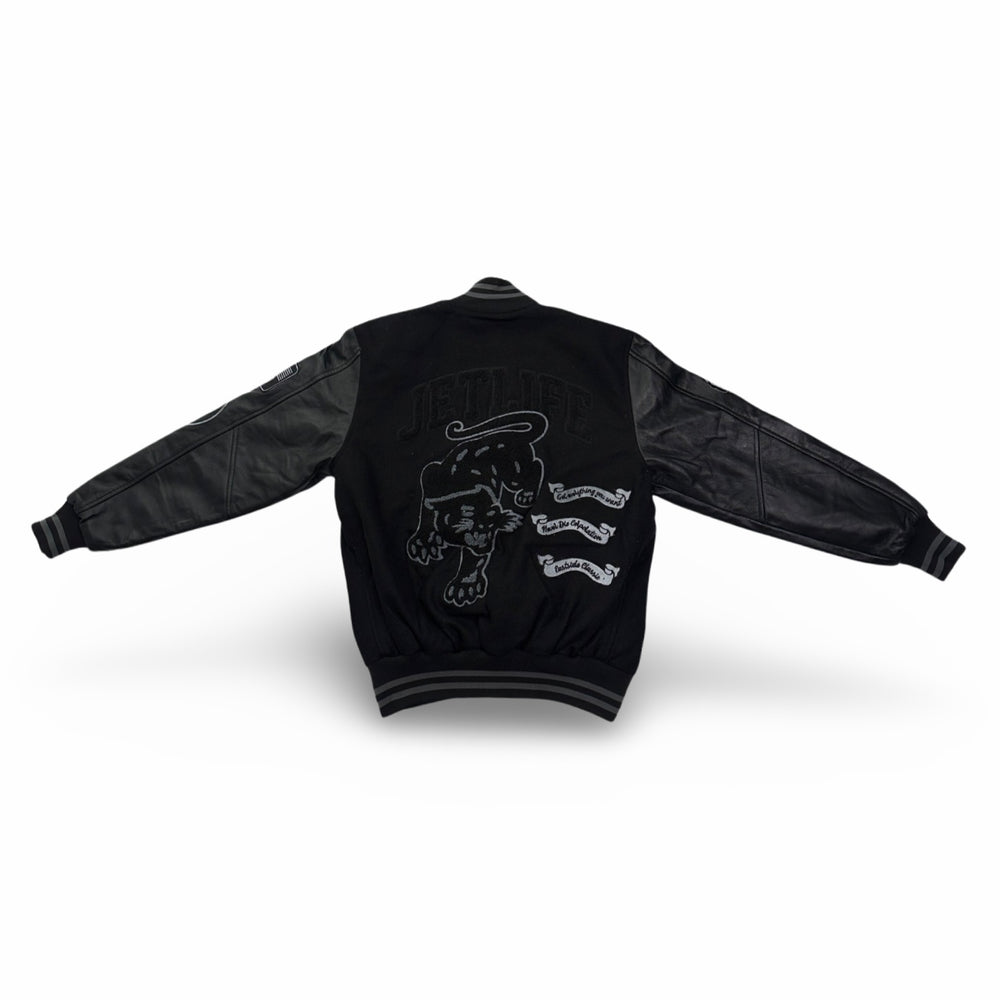 Jet Life Varsity Jacket "NIGHT RIDER EDITION" [BLACK/BLACK]