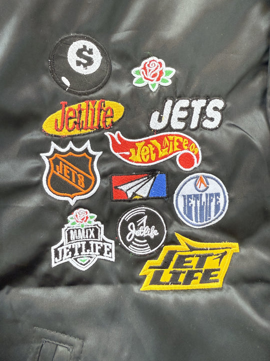 JET LIFE "LIFER" SATIN JACKET [BLACK]